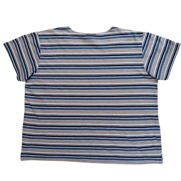 VINTAGE Chunky Textured T Shirt Striped Woven Comfy Short Sleeve Plus Size 22W - Picture 4 of 7